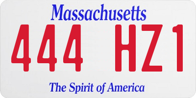 MA license plate 444HZ1