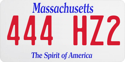 MA license plate 444HZ2