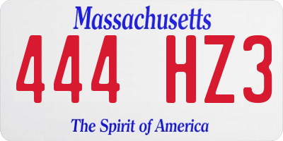 MA license plate 444HZ3