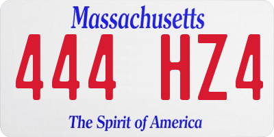MA license plate 444HZ4