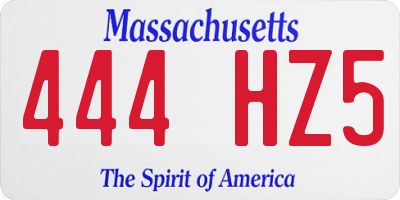 MA license plate 444HZ5
