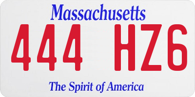 MA license plate 444HZ6