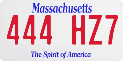 MA license plate 444HZ7