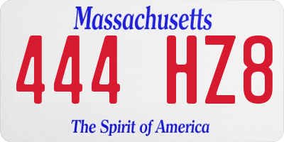 MA license plate 444HZ8