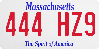 MA license plate 444HZ9