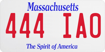 MA license plate 444IA0