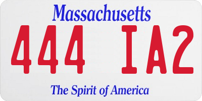 MA license plate 444IA2