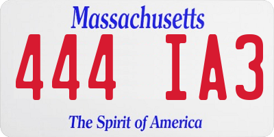 MA license plate 444IA3
