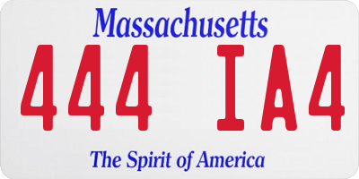 MA license plate 444IA4