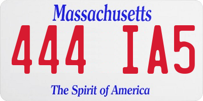 MA license plate 444IA5