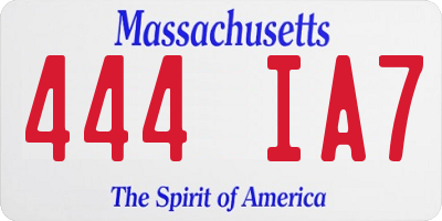 MA license plate 444IA7