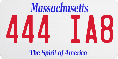 MA license plate 444IA8
