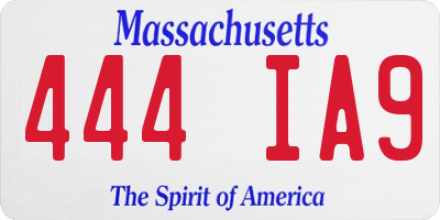 MA license plate 444IA9