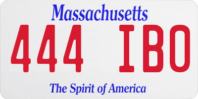 MA license plate 444IB0