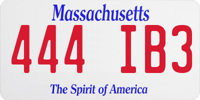 MA license plate 444IB3