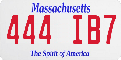 MA license plate 444IB7