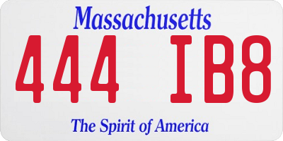 MA license plate 444IB8
