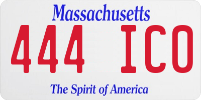 MA license plate 444IC0