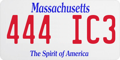 MA license plate 444IC3