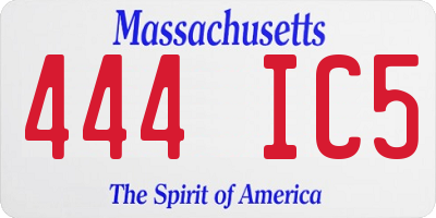 MA license plate 444IC5
