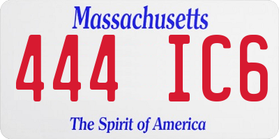 MA license plate 444IC6
