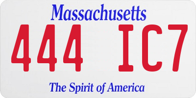 MA license plate 444IC7