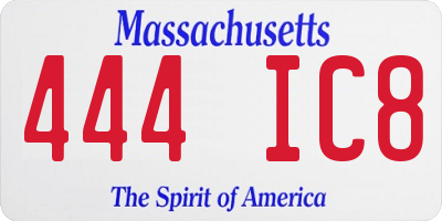 MA license plate 444IC8