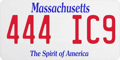 MA license plate 444IC9