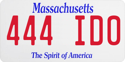 MA license plate 444ID0