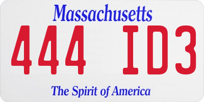 MA license plate 444ID3