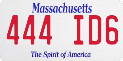 MA license plate 444ID6