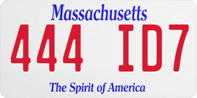MA license plate 444ID7