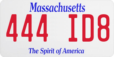 MA license plate 444ID8