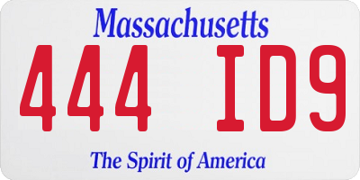 MA license plate 444ID9