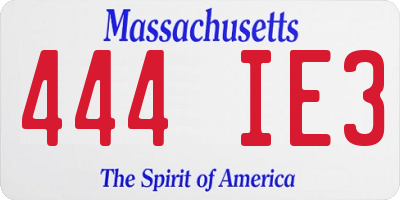 MA license plate 444IE3