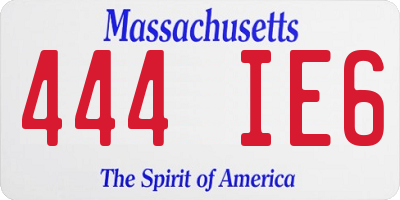 MA license plate 444IE6