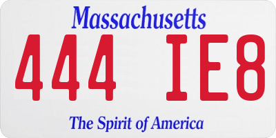 MA license plate 444IE8