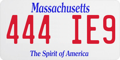 MA license plate 444IE9