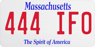 MA license plate 444IF0