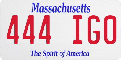 MA license plate 444IG0