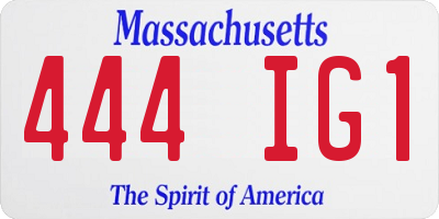 MA license plate 444IG1