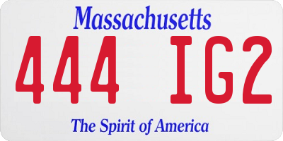 MA license plate 444IG2