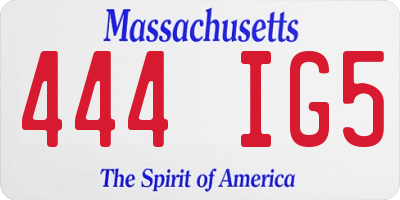 MA license plate 444IG5