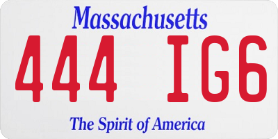 MA license plate 444IG6