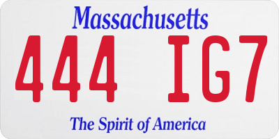MA license plate 444IG7