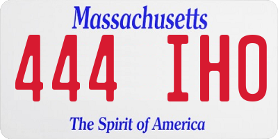 MA license plate 444IH0