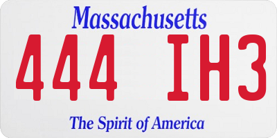 MA license plate 444IH3