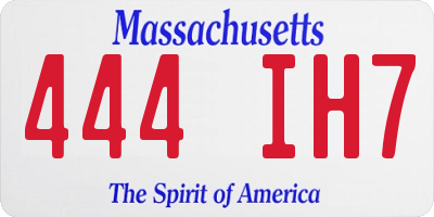 MA license plate 444IH7