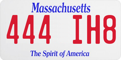 MA license plate 444IH8