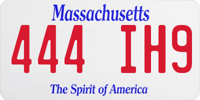 MA license plate 444IH9